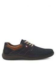 Rieker Półbuty 05207-15 Granatowy. Niebieskie eleganckie półbuty Rieker, bez wzorów, z nubiku, bez obcasa, bez zapięcia. Za 299.99 zł.