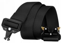 Długi, parciany pasek z klamrą QR czarny [DH] BLBELT. Czarne paski Inny, bez wzorów, z jeansu. Za 29.99 zł.