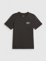 4F T-shirt regular z nadrukiem męski - szary S. Szare t-shirty 4F, m, bez wzorów, z bawełny, bez kołnierzyka, bez ramiączek. Za 69.99 zł.