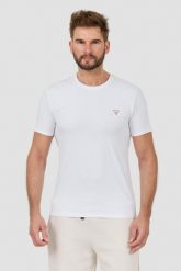 GUESS Biały t-shirt Core Tee Str. Białe t-shirty Guess, l, z aplikacjami, bez kołnierzyka, bez ramiączek. W wyprzedaży za 88.99 zł.