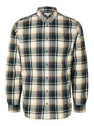 SELECTED HOMME Koszula - Slim fit - w kolorze kremowo-granatowym rozmiar: S. Brązowe koszule Selected Homme, s, bez wzorów, z bawełny, bez kołnierzyka, bez ramiączek. Za 70.74 zł.
