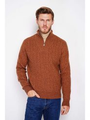 C& Jo Sweter w kolorze jasnobrązowym rozmiar: 48. Brązowe swetry nierozpinane C& Jo, bez wzorów, ze splotem, bez kołnierzyka, bez ramiączek. Za 162.49 zł.