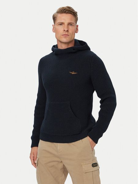 Aeronautica Militare Sweter 262MA1665UL00409 Granatowy Regular Fit. Niebieskie swetry rozpinane Aeronautica Militare, l, bez wzorów, z bawełny, bez kołnierzyka, bez ramiączek. Za 749.99 zł.