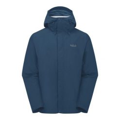 Kurtka przeciwdeszczowa męska Rab Downpour Jacket z kapturem. Niebieskie kurtki RAB, m, bez wzorów, z kapturem. Za 629.99 zł.