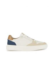 Geox Skórzane sneakersy "Deiven" w kolorze beżowo-granatowo-białym rozmiar: 43. Białe buty sportowe casual Geox, bez wzorów, z materiału, bez zapięcia. Za 230.83 zł.