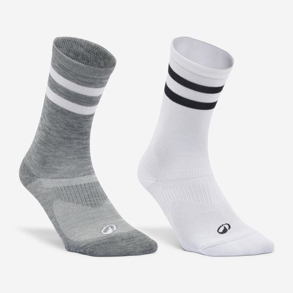Skarpetki fitness Domyos wysokie 2 pary. Skarpety DOMYOS, bez wzorów, z dzianiny. Za 39.99 zł.