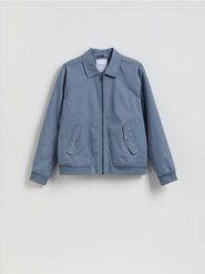 Kurtka bomberka z kołnierzem - jasnoniebieski. Niebieskie kurtki Reserved, l, bez wzorów, z bawełny, bez kaptura. Za 159.99 zł.