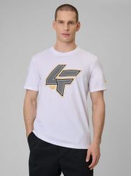 4F T-shirt regular z nadrukiem męski - biała S. Białe t-shirty 4F, m, bez wzorów, z materiału, bez kołnierzyka, bez ramiączek. Za 69.99 zł.