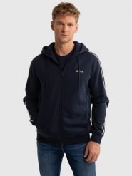 Bluza męska rozpinana z kapturem granatowa Terrold 403. Niebieskie bluzy BIG STAR, l, bez wzorów, z dzianiny, z kapturem. W wyprzedaży za 229.99 zł.