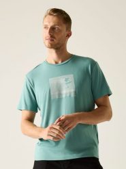 Regatta Koszulka funkcyjna "Fingal Stretch" w kolorze turkusowym rozmiar: S. Niebieskie t-shirty sportowe Regatta, bez wzorów, z materiału, bez ramiączek, outdoorowe. Za 39.31 zł.