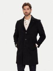 Tommy Hilfiger Płaszcz wełniany MW0MW40768 Czarny Regular Fit. Czarne płaszcze Tommy Hilfiger, na zimę, m, bez wzorów, z wełny, bez kaptura. Za 1,799.00 zł.