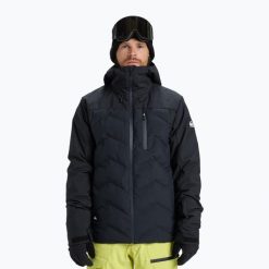 Kurtka snowboardowa męska Quiksilver The Edge. Czarne kurtki Quiksilver, na zimę, m, bez wzorów, z materiału, bez kaptura. Za 963.80 zł.