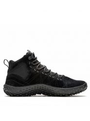 Merrell Trekkingi Wrapt Mid Wp J037751 Czarny. Czarne botki sznurowane Merrell, bez wzorów, ze skóry, bez obcasa, bez zapięcia. Za 649.99 zł.