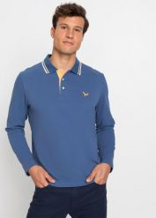 Koszulka polo z czystej bawełny organicznej (2 szt.). Niebieskie koszulki polo bonprix, m, bez wzorów, z bawełny, bez kołnierzyka, bez ramiączek. Za 134.99 zł.