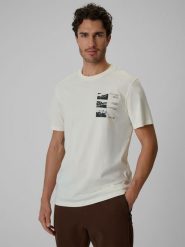 4F T-shirt regular z nadrukiem męski - biały S. Białe t-shirty 4F, m, bez wzorów, z materiału, bez kołnierzyka, bez ramiączek. Za 79.99 zł.