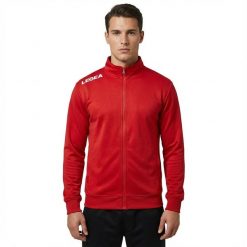 Męska Bluza do Biegania z Elastycznym Kapturem Czerwona RETYL. Czerwone bluzy z kapturem Legea, l, bez wzorów, z bawełny, bez kaptura. Za 96.00 zł.