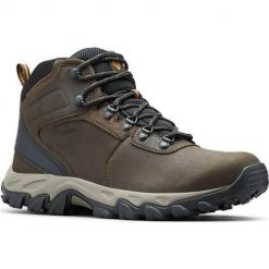 Buty do chodzenia męskie Columbia Newton Ridge Plus Ii Waterproof. Brązowe buty sportowe casual Columbia, bez wzorów, z materiału, bez zapięcia. Za 578.00 zł.