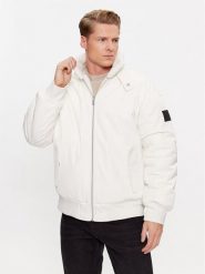 Calvin Klein Jeans Kurtka bomber J30J324123 Écru Oversize. Kurtki Calvin Klein Jeans, m, bez wzorów, z jeansu, bez kaptura. Za 589.99 zł.