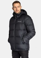 Kurtka puchowa męska czarna Columbia Pike Lake. Czarne kurtki Columbia, l, bez wzorów, z puchu, bez kaptura. Za 589.99 zł.