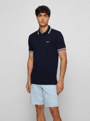 Hugo Boss Koszulka polo w kolorze granatowym rozmiar: 3XL. Niebieskie koszulki polo HUGO BOSS, xl, bez wzorów, z bawełny, bez kołnierzyka, bez ramiączek. Za 154.43 zł.