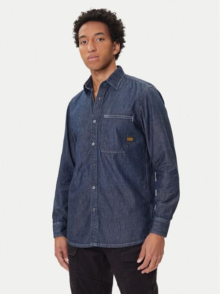 G-Star Raw Koszula jeansowa D27083-D539 Granatowy Regular Fit. Niebieskie koszule G-Star Raw, l, bez wzorów, z bawełny, bez kołnierzyka, bez ramiączek. Za 224.99 zł.