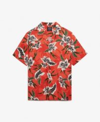 Superdry Koszula z krótkim rękawem w hawajski wzór Hibiscus Red. Czerwone koszule Superdry, na lato, s, bez wzorów, z bawełny, bez kołnierzyka, bez ramiączek. Za 229.00 zł.