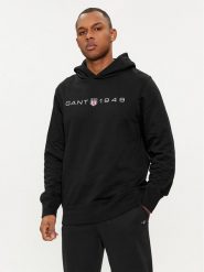 Gant Bluza Graphic 2003244 Czarny Regular Fit. Czarne bluzy GANT, m, bez wzorów, z bawełny, bez kaptura. Za 239.99 zł.