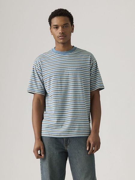 Levi's Koszulka w kolorze błękitno-brązowym rozmiar: S. Niebieskie bezrękawniki Levi's®, s, bez wzorów, z bawełny, bez kołnierzyka, bez ramiączek. Za 65.54 zł.