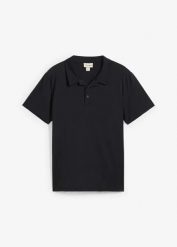 Shirt polo z bawełny organicznej. Czarne koszulki polo bonprix, m, bez wzorów, z bawełny, bez kołnierzyka, bez ramiączek. Za 52.99 zł.