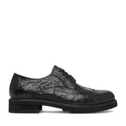 Półbuty GINO ROSSI. Czarne eleganckie półbuty Gino Rossi, bez wzorów, bez obcasa, bez zapięcia. Za 499.99 zł.