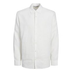 Koszula Jack & Jones Clawrence Len jasnobiała. Białe koszule Jack&Jones, m, bez wzorów, ze lnu, bez kołnierzyka, bez ramiączek. W wyprzedaży za 234.50 zł.