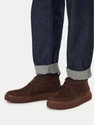 Clarks Trzewiki Torhill LaceHi 26184694 Brązowy ciemny. Brązowe botki sznurowane Clarks, bez wzorów, z nubiku, bez obcasa, bez zapięcia. Za 569.99 zł.