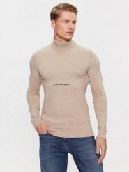Calvin Klein Jeans Golf J30J324325 Beżowy Slim Fit. Brązowe golfy Calvin Klein Jeans, l, bez wzorów, z bawełny, bez kołnierzyka, bez ramiączek. Za 349.99 zł.
