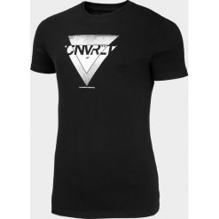 T-Shirt męski TSM203 - głęboka czerń. T-shirty 4F, m, bez wzorów, bez kołnierzyka, bez ramiączek. Za 49.99 zł.