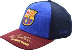 Czapka z daszkiem FC Barcelona z podpisem Lamine Yamal. Czerwone czapki z daszkiem FC Barcelona, bez wzorów, z materiału. Za 109.00 zł.