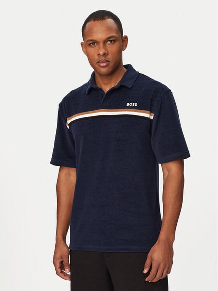BOSS Polo Iconic 50561186 Granatowy Regular Fit. Niebieskie koszulki polo Boss, m, bez wzorów, z bawełny, bez kołnierzyka, bez ramiączek. Za 379.99 zł.