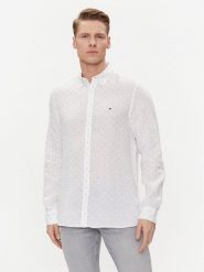 Tommy Hilfiger Koszula MW0MW34615 Biały Slim Fit. Białe koszule Tommy Hilfiger, m, bez wzorów, ze lnu, bez kołnierzyka, bez ramiączek. Za 399.99 zł.
