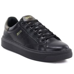 Skórzane półbuty sportowe męskie sneakersy czarne Big Star UU174291. Czarne buty sportowe casual BIG STAR, bez wzorów, ze skóry, bez obcasa, bez zapięcia. Za 249.99 zł.