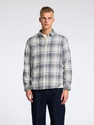 SELECTED HOMME Koszula w kolorze szaro-białym rozmiar: L. Szare koszule Selected Homme, l, bez wzorów, z bawełny, bez kołnierzyka, bez ramiączek. Za 92.86 zł.