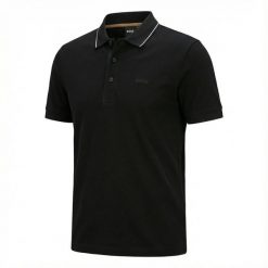 Polo BOSS Paule 4 NERO (50506195-007). Czarne koszulki polo Boss, m, bez wzorów, bez kołnierzyka, bez ramiączek. Za 349.00 zł.
