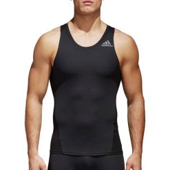 Adidas Alphaskin Tee CF7219. Czarne t-shirty Adidas, bez wzorów, z elastanu, bez kołnierzyka, bez ramiączek. W wyprzedaży za 79.99 zł.