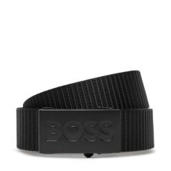 Pasek Męski BOSS. Czarne paski Boss, bez wzorów. Za 329.99 zł.