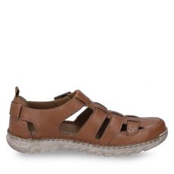 Sandały Josef Seibel. Brązowe sandały Josef Seibel, bez zapięcia. Za 349.99 zł.