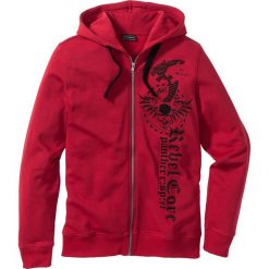 Bluza rozpinana z kapturem Slim Fit bonprix ciemnoczerwony. Bluzy marki bonprix, l, z nadrukiem, z kapturem. Za 109.99 zł.
