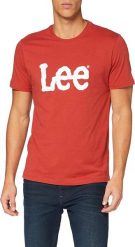 MĘSKI T-SHIRT LEE WOBBLY LOGO TEE RED OCHRE L65QAIOE 112116132. Brązowe t-shirty Lee, l, bez wzorów, bez kołnierzyka, bez ramiączek. Za 129.99 zł.