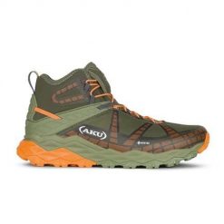 Buty trekkingowe męskie Aku Flyrock Mid Gtx. Zielone buty turystyczne Aku, bez wzorów, z materiału, za kostkę, bez zapięcia, trekkingowe. Za 939.99 zł.