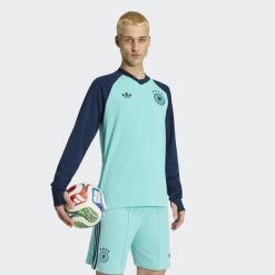 Bluza Germany 26 Away Pre-Match Warm. Niebieskie bluzy bez kaptura Adidas, s, bez wzorów, z dzianiny, bez kaptura. Za 479.00 zł.