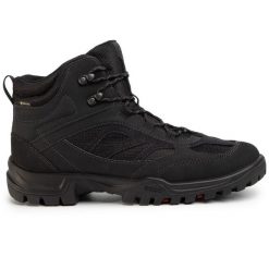 Trekkingi ECCO. Czarne botki sznurowane ecco, bez wzorów, z gore-texu, bez obcasa, bez zapięcia. Za 729.99 zł.
