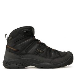 Trekkingi Keen. Czarne botki sznurowane Keen, bez wzorów, bez obcasa, bez zapięcia. Za 409.99 zł.