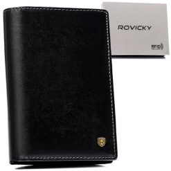 Duży portfel Rovicky N74-RVT czarny. Czarne portfele ROVICKY, bez wzorów, ze skóry. Za 109.99 zł.